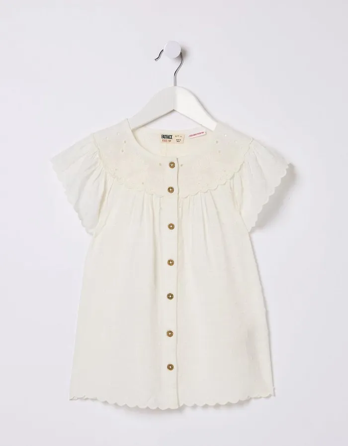 Emily Embroidered Blouse Natural White Girls FatFace Tops and TShirts