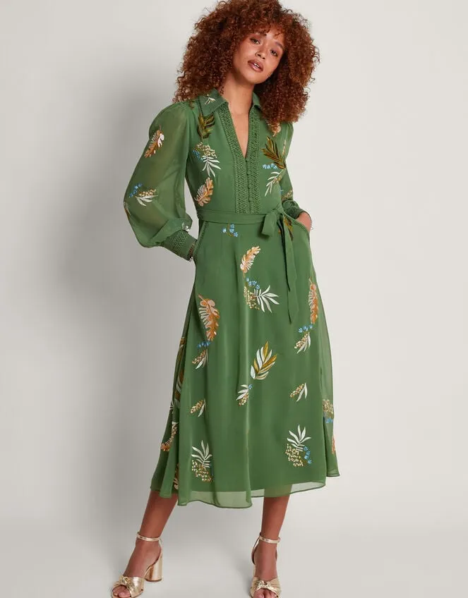 Erin Embroidered Shirt Dress Green Women Monsoon Occasionwear