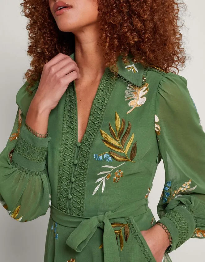 Erin Embroidered Shirt Dress Green Women Monsoon Occasionwear