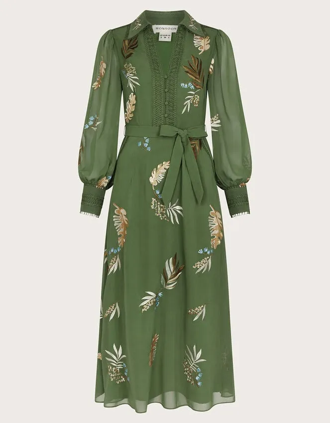 Erin Embroidered Shirt Dress Green Women Monsoon Occasionwear