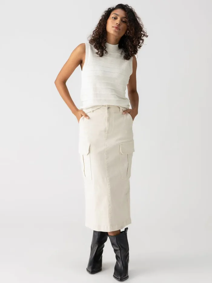 Essential Cargo Standard Rise Skirt French Vanilla Women Sanctuary Clothing Denim