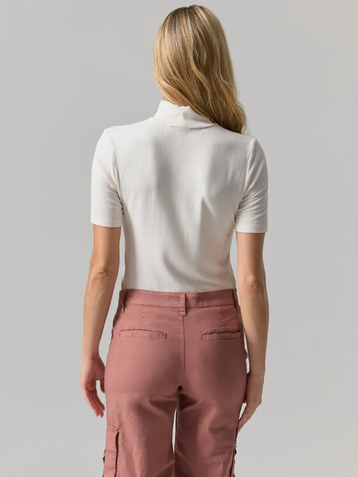 Essential Short Sleeve Mock Neck Birch Women Sanctuary Clothing Tees and Tops