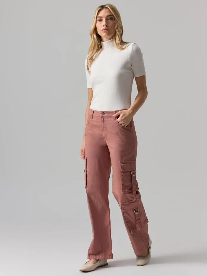Essential Short Sleeve Mock Neck Birch Women Sanctuary Clothing Tees and Tops