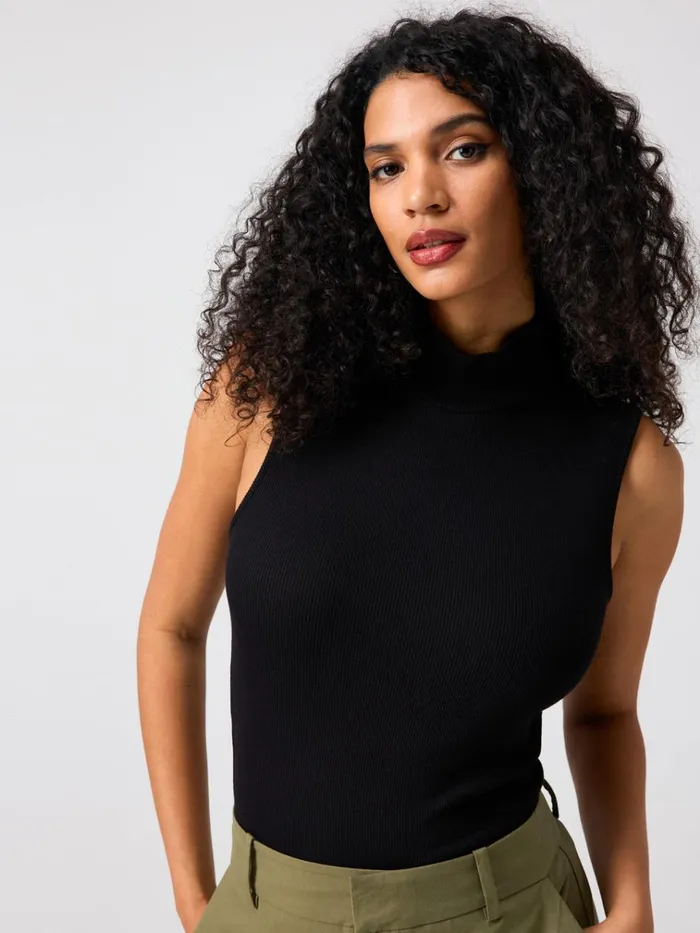 Essential Sleeveless Mock Neck Tank Black Women Sanctuary Clothing Tees and Tops Essential Sleeveless Mock Neck Tank Black Women Sanctuary Clothing Tees and Tops