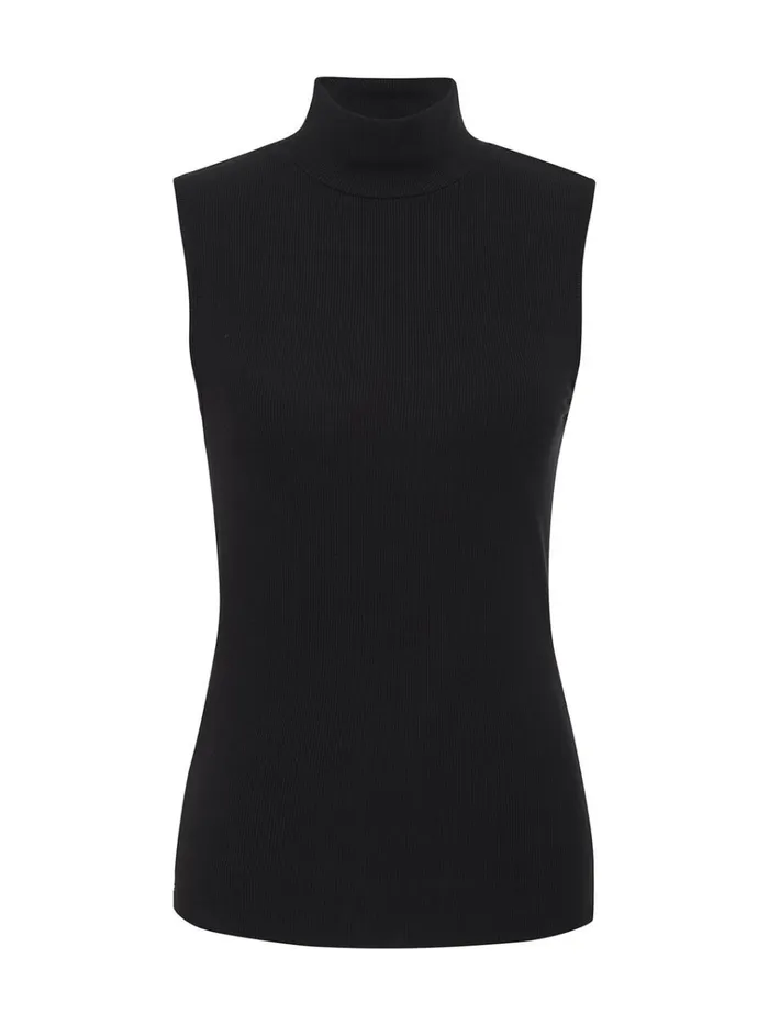 Essential Sleeveless Mock Neck Tank Black Women Sanctuary Clothing Tees and Tops Essential Sleeveless Mock Neck Tank Black Women Sanctuary Clothing Tees and Tops