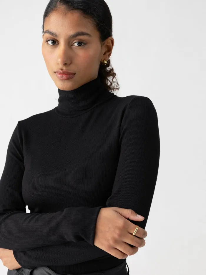 Essential Turtleneck Top Black Women Sanctuary Clothing Tees and Tops Essential Turtleneck Top Black Women Sanctuary Clothing Tees and Tops