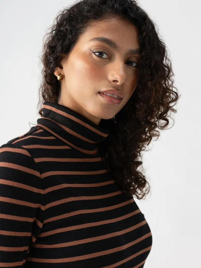 Essential Turtleneck Top Raw Hide Black Stripe Women Sanctuary Clothing Sweaters and Cardis Essential Turtleneck Top Raw Hide Black Stripe Women Sanctuary Clothing Sweaters and Cardis