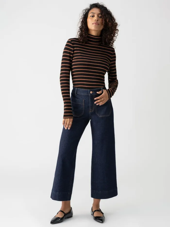 Essential Turtleneck Top Raw Hide Black Stripe Women Sanctuary Clothing Sweaters and Cardis Essential Turtleneck Top Raw Hide Black Stripe Women Sanctuary Clothing Sweaters and Cardis