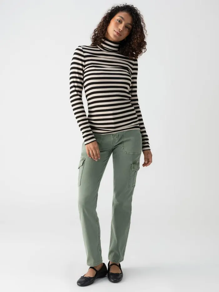 Essential Turtleneck Top Toasted Almond Black Mini Stripe Women Sanctuary Clothing Tees and Tops Essential Turtleneck Top Toasted Almond Black Mini Stripe Women Sanctuary Clothing Tees and Tops