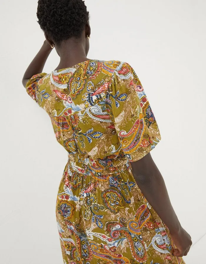 Estelle Paisley Midi Tea Dress Light Olive Women FatFace Dresses