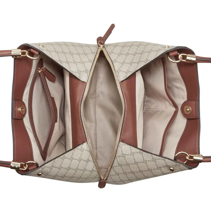 Etta Jet Set Carryall Beige Logomahogany WomenMen Nine West Satchels and Shoulder Bags Etta Jet Set Carryall Beige Logomahogany WomenMen Nine West Satchels and Shoulder Bags
