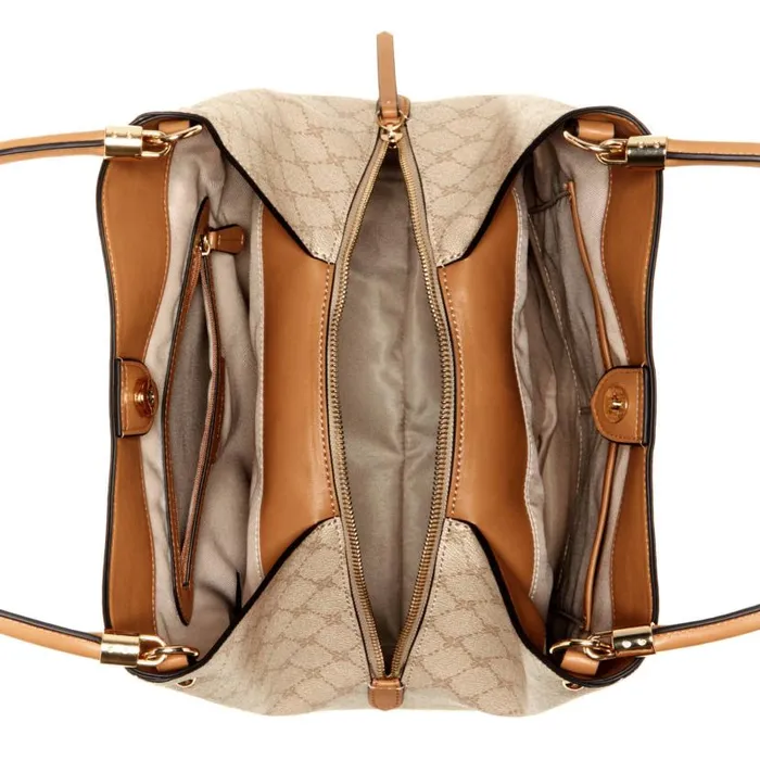 Etta Jet Set Carryall Khaki Logocamel WomenMen Nine West New Handbags