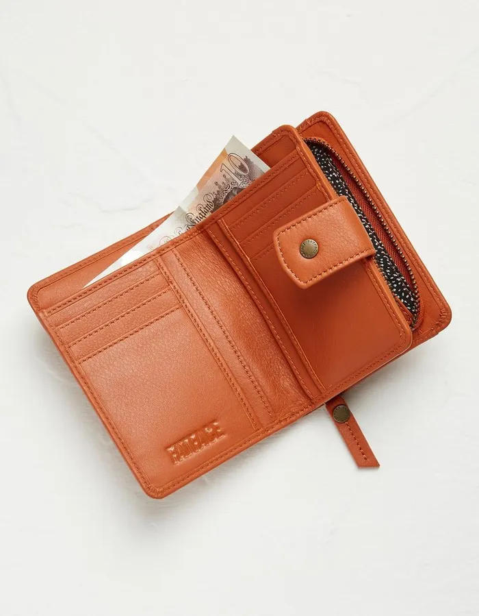 Etta Leather Zip Purse Orange Women FatFace Bags and Purses