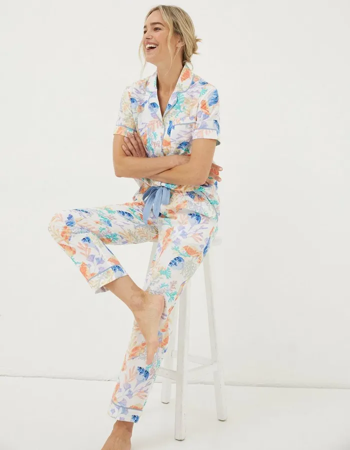 Eva Ocean Shell Pyjama Bottoms Ivory Women FatFace Nightwear and Loungewear