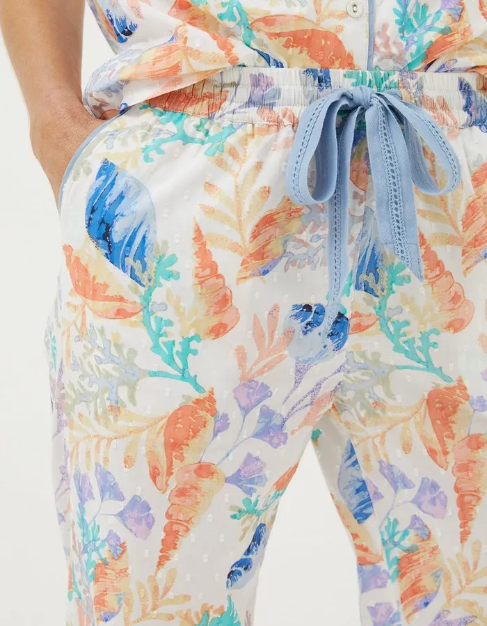 Eva Ocean Shell Pyjama Bottoms Ivory Women FatFace Nightwear and Loungewear