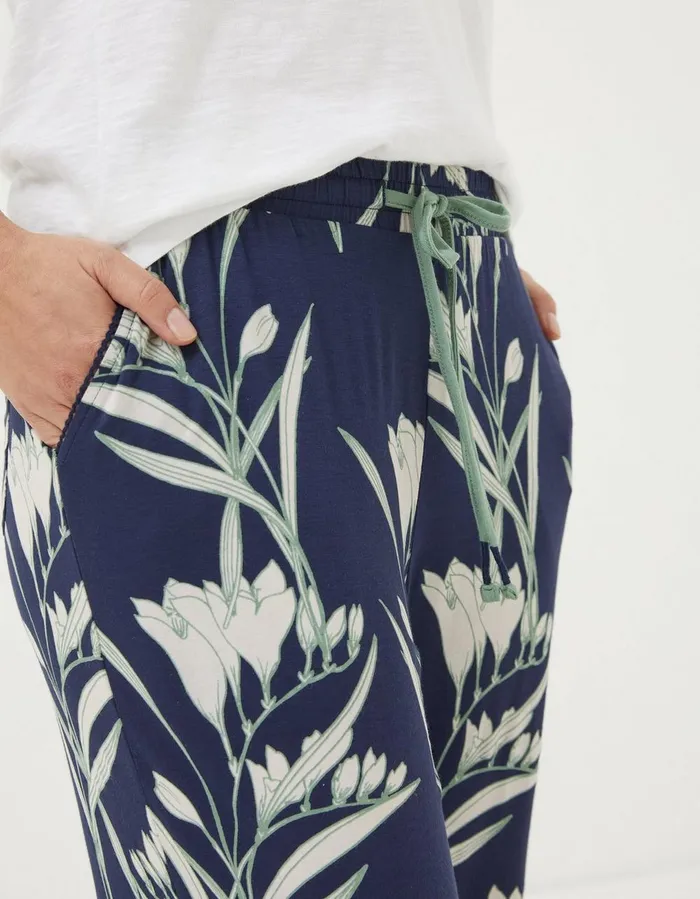 Eva Spring Blooms Jersey Pyjama Bottoms Navy Women FatFace Nightwear and Loungewear