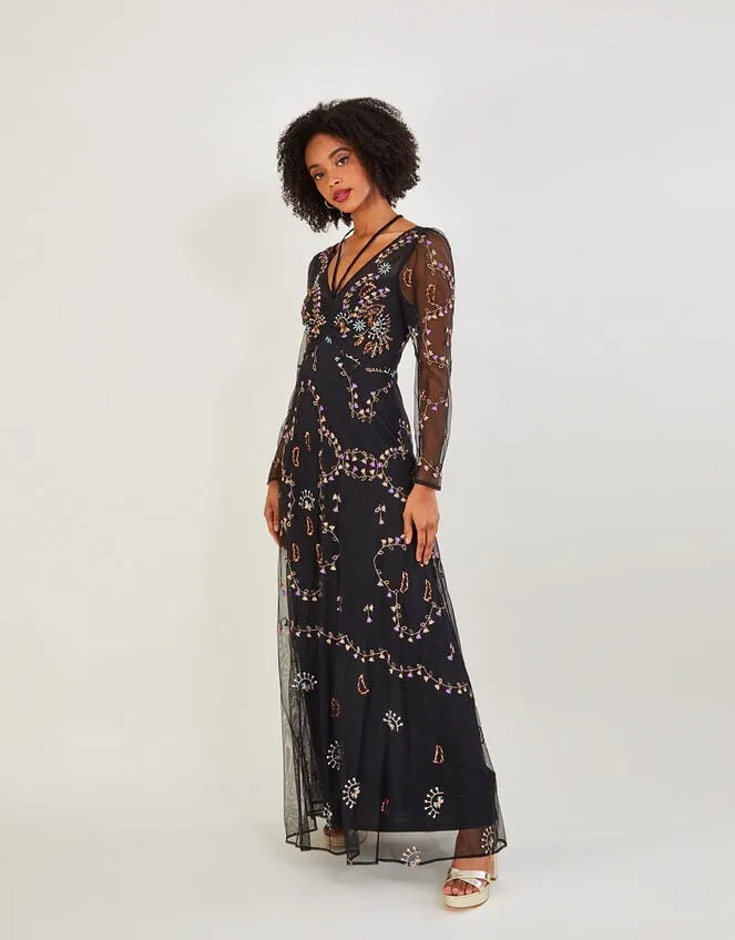 Evangelina Embellished Maxi Dress Black Women Monsoon Occasionwear