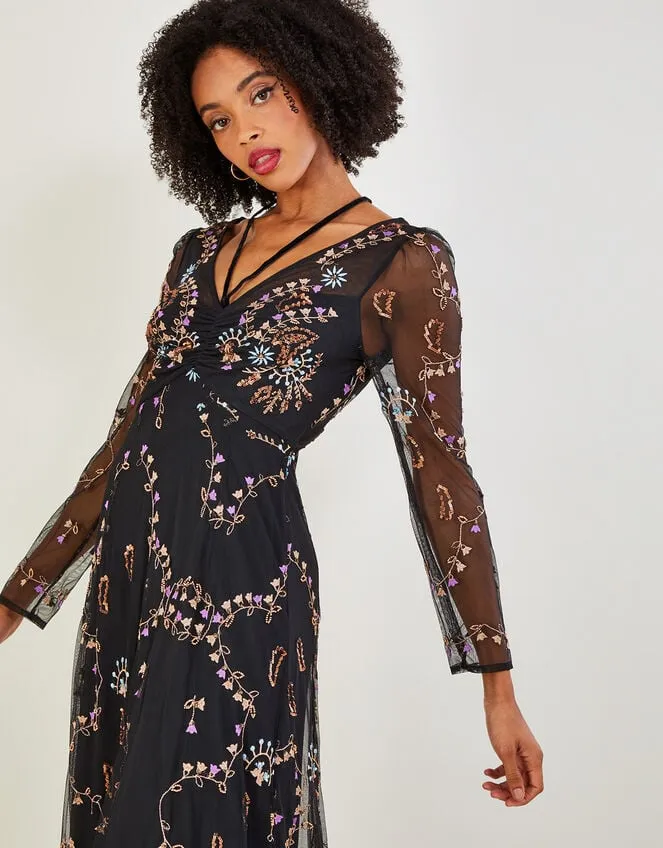 Evangelina Embellished Maxi Dress Black Women Monsoon Occasionwear