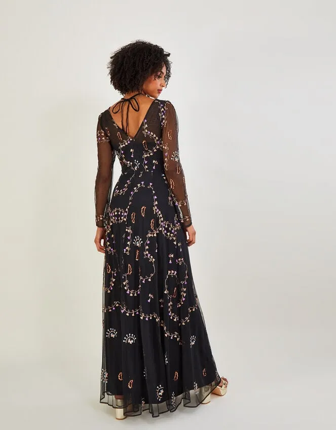 Evangelina Embellished Maxi Dress Black Women Monsoon Occasionwear