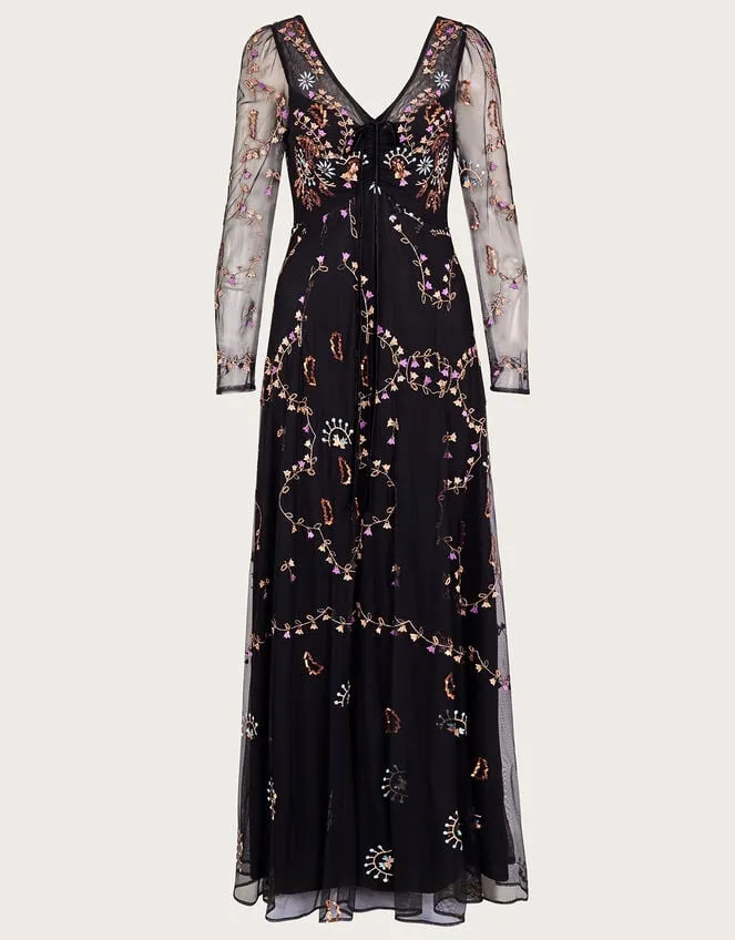 Evangelina Embellished Maxi Dress Black Women Monsoon Occasionwear