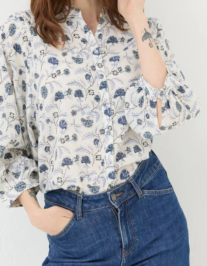 Evelyn Flora Ditsy Blouse Ivory Women FatFace Shirts and Blouses