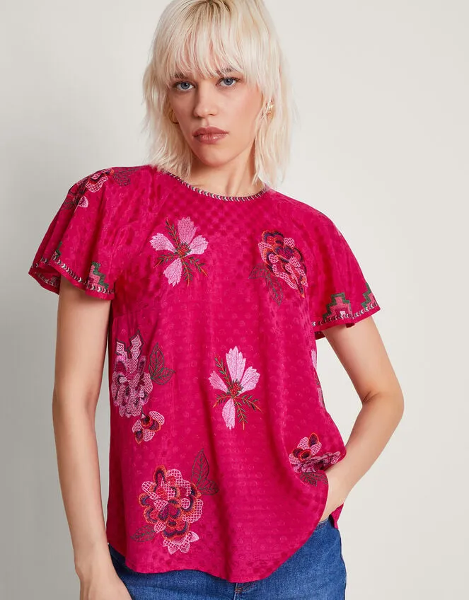 Everly Embroidered Blouse Pink Women Monsoon Tops and Blouses