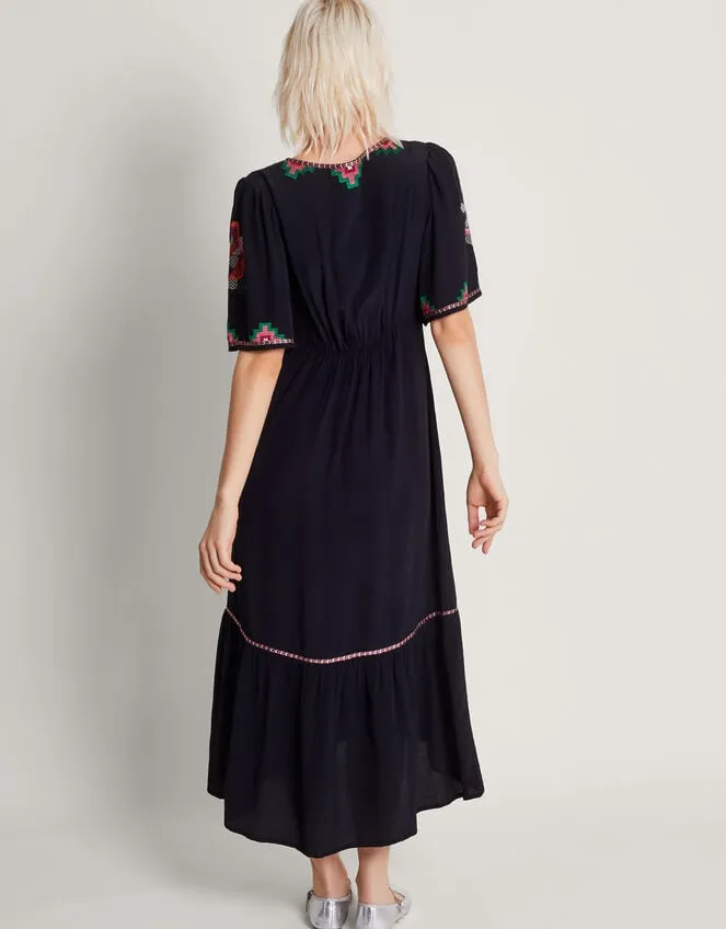 Everly Embroidered Tea Dress Black Women Monsoon Dresses