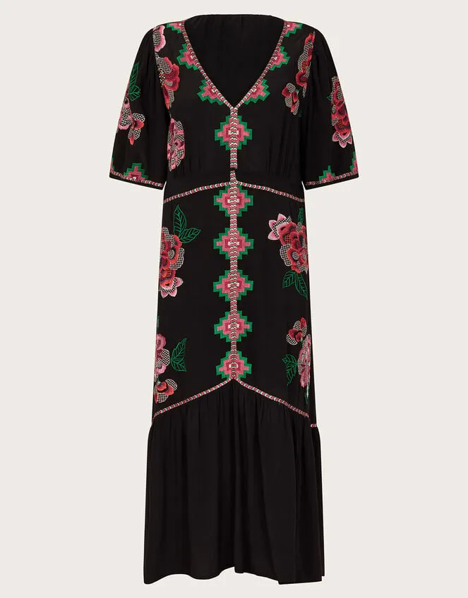 Everly Embroidered Tea Dress Black Women Monsoon Dresses