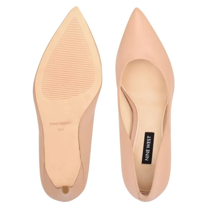 Ezra Pointy Toe Pumps Barely Nude Leather Women Nine West Heels
