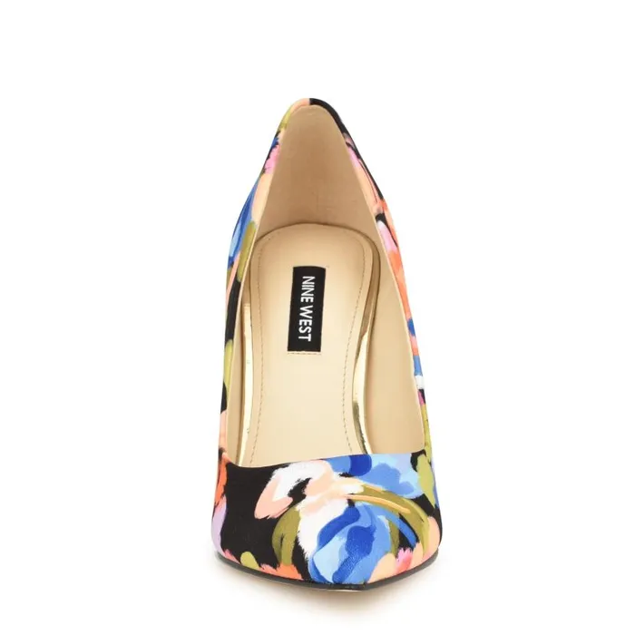 Ezra Pointy Toe Pumps Black Floral Women Nine West Heels
