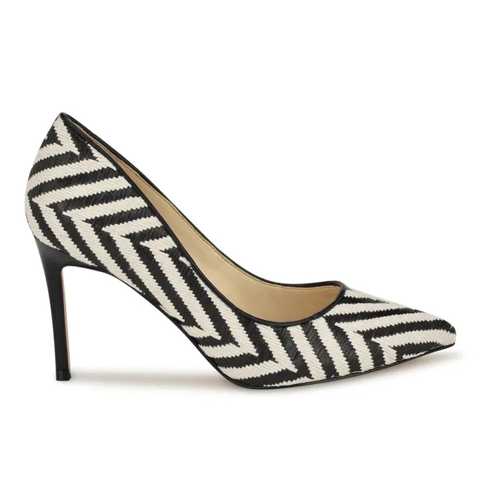 Ezra Pointy Toe Pumps Blackwhite Raffia Women Nine West Heels