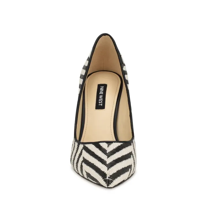 Ezra Pointy Toe Pumps Blackwhite Raffia Women Nine West Heels