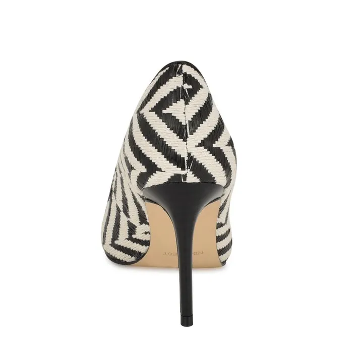 Ezra Pointy Toe Pumps Blackwhite Raffia Women Nine West Heels