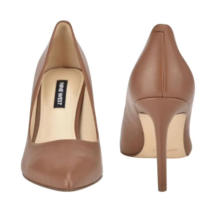 Ezra Pointy Toe Pumps Light Brown Leather Women Nine West Heels