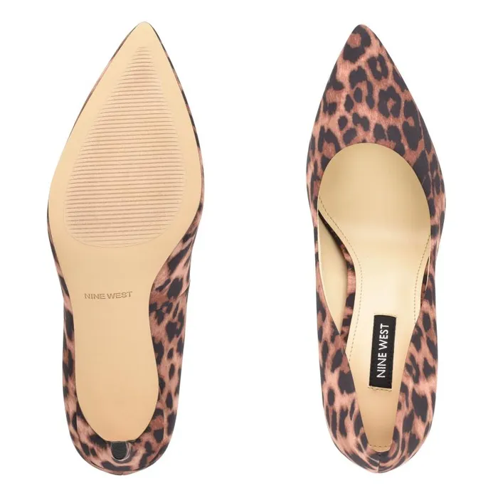 Ezra Pointy Toe Pumps Tan Leopard Women Nine West Heels