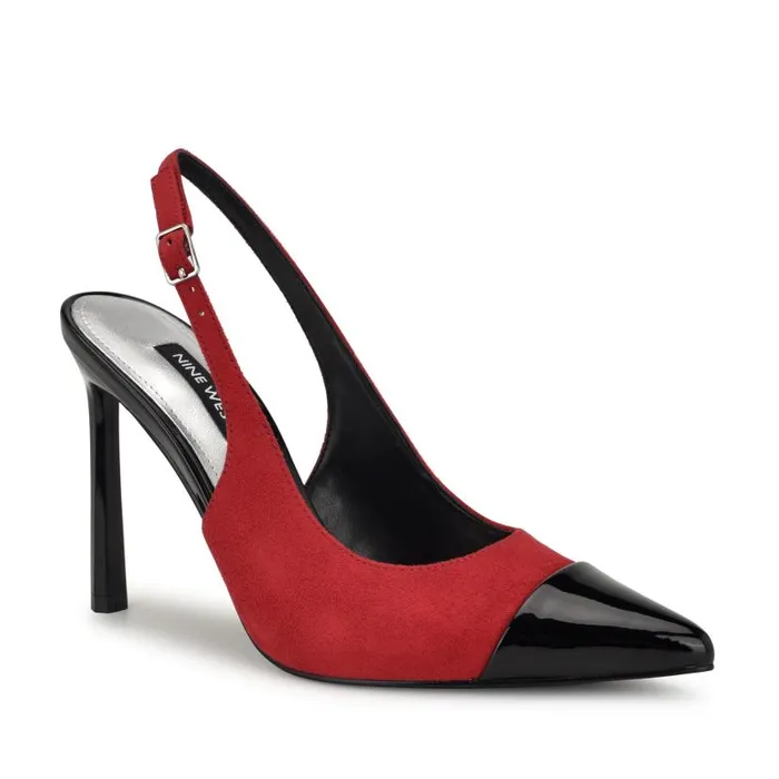 Fabele Pointy Toe Slingback Pumps Red Women Nine West Heels