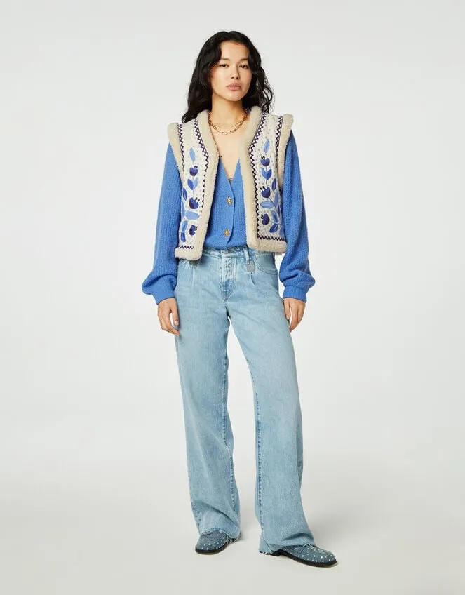 Fabienne Chapot Embroidered Borg Gilet Blue Women Monsoon Jackets