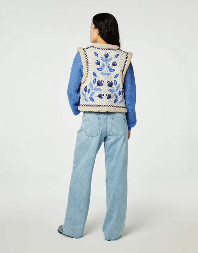Fabienne Chapot Embroidered Borg Gilet Blue Women Monsoon Jackets
