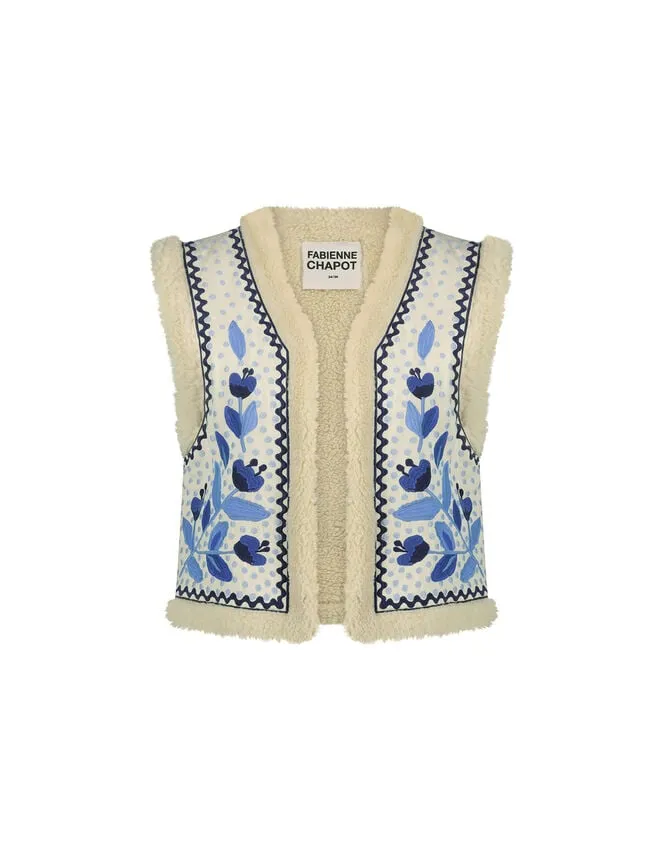 Fabienne Chapot Embroidered Borg Gilet Blue Women Monsoon Jackets