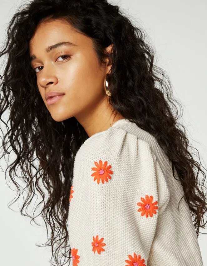 Fabienne Chapot Embroidered Short Sleeve Jumper Cream Women Monsoon Jumpers