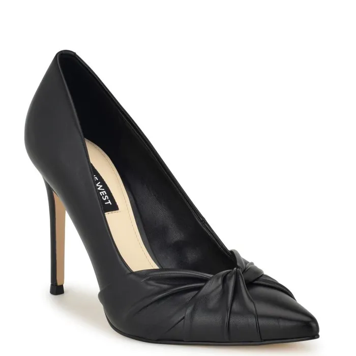 Faiza Knotted Pointy Toe Pumps Black Women Nine West Heels