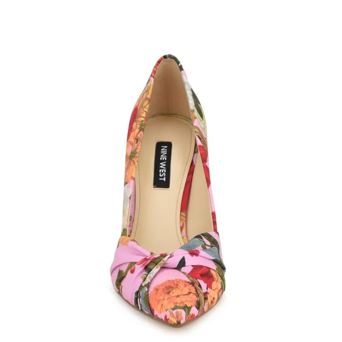 Faiza Knotted Pointy Toe Pumps Pink Floral Women Nine West Heels