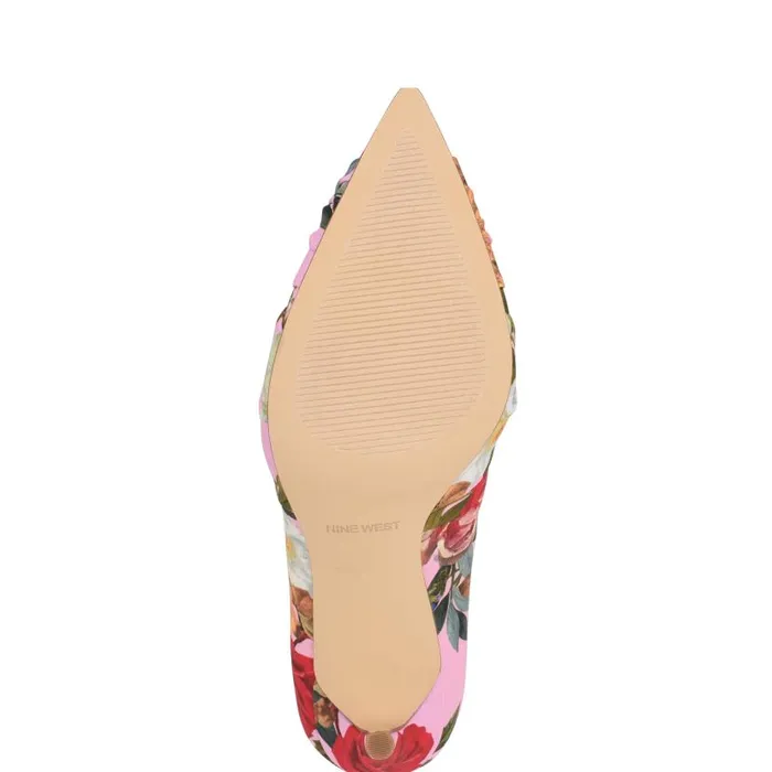 Faiza Knotted Pointy Toe Pumps Pink Floral Women Nine West Heels