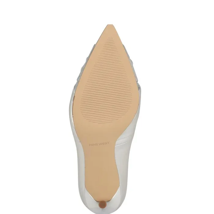 Faiza Knotted Pointy Toe Pumps Silver Women Nine West Heels