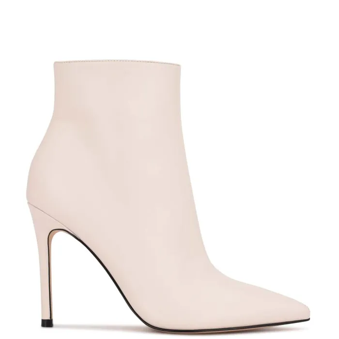 Farrah Dress Booties Chic Cream Leather Women Nine West Boots and Booties