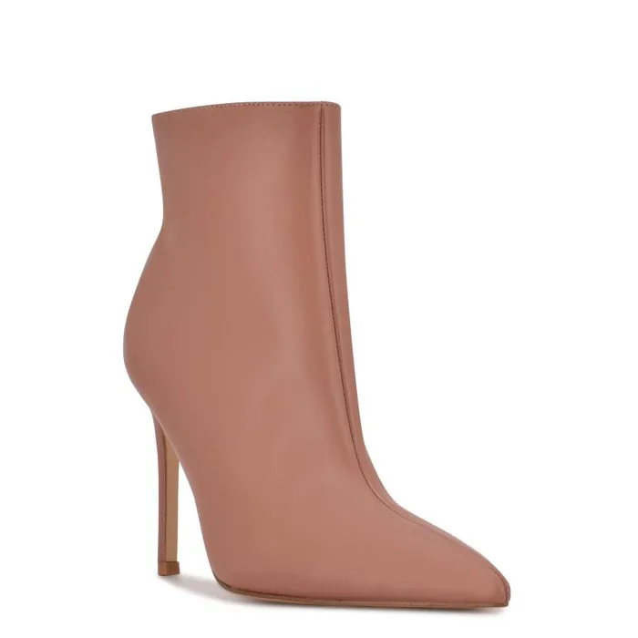 Farrah Dress Booties Dark Natural Leather Women Nine West Boots and Booties