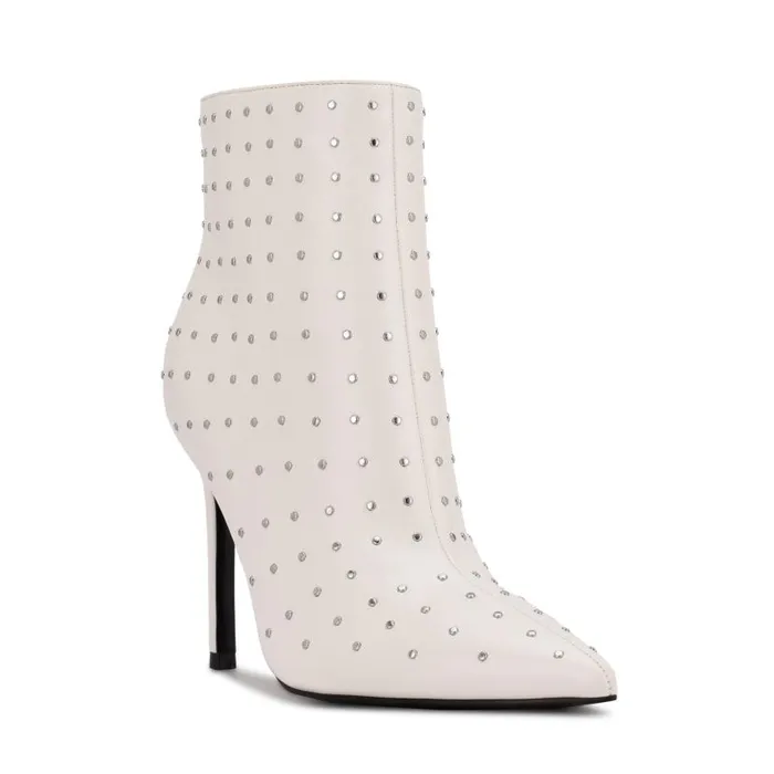 Farrah Dress Booties White Studded Women Nine West Boots and Booties