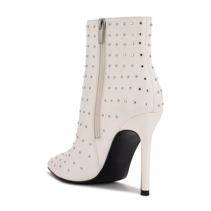 Farrah Dress Booties White Studded Women Nine West Boots and Booties