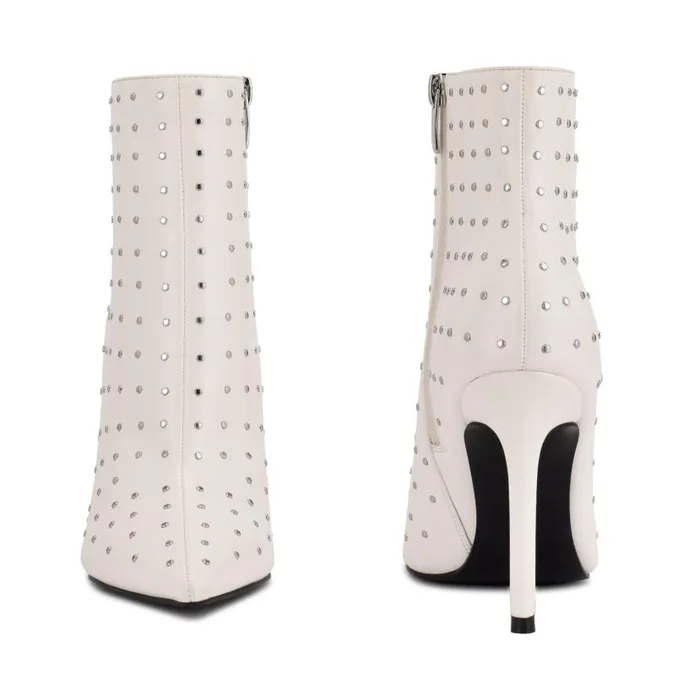 Farrah Dress Booties White Studded Women Nine West Boots and Booties
