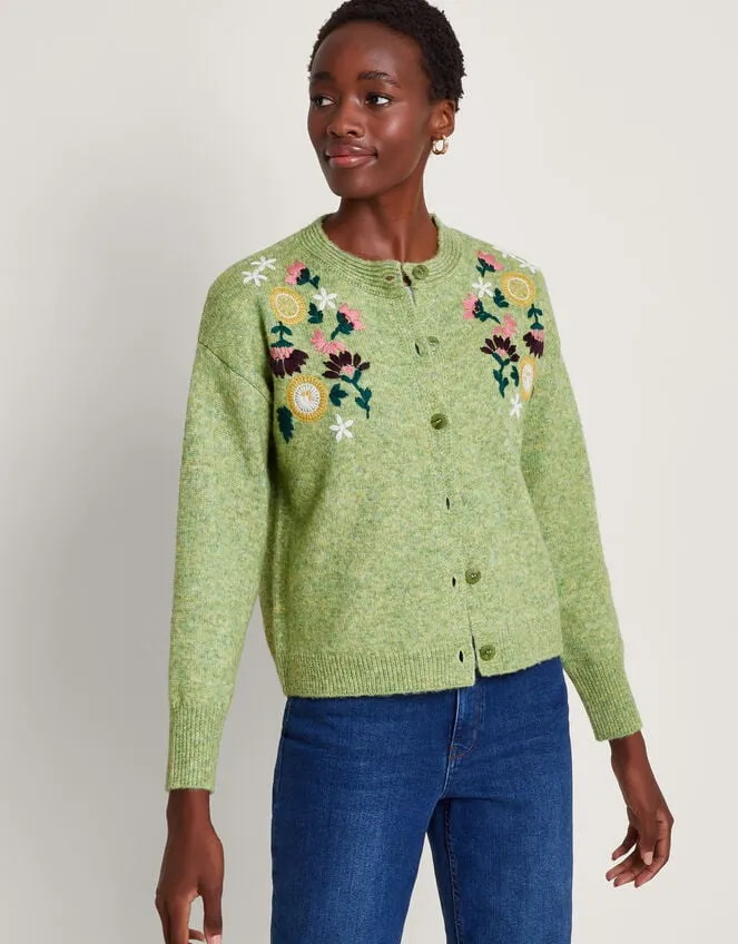 Fay Floral Embroidered Cardigan Green Women Monsoon Knitwear
